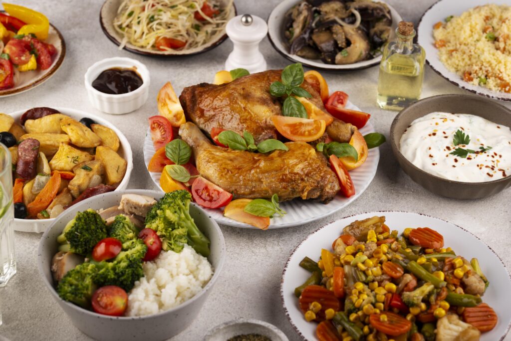 high-angle-table-full-delicious-food-arrangement