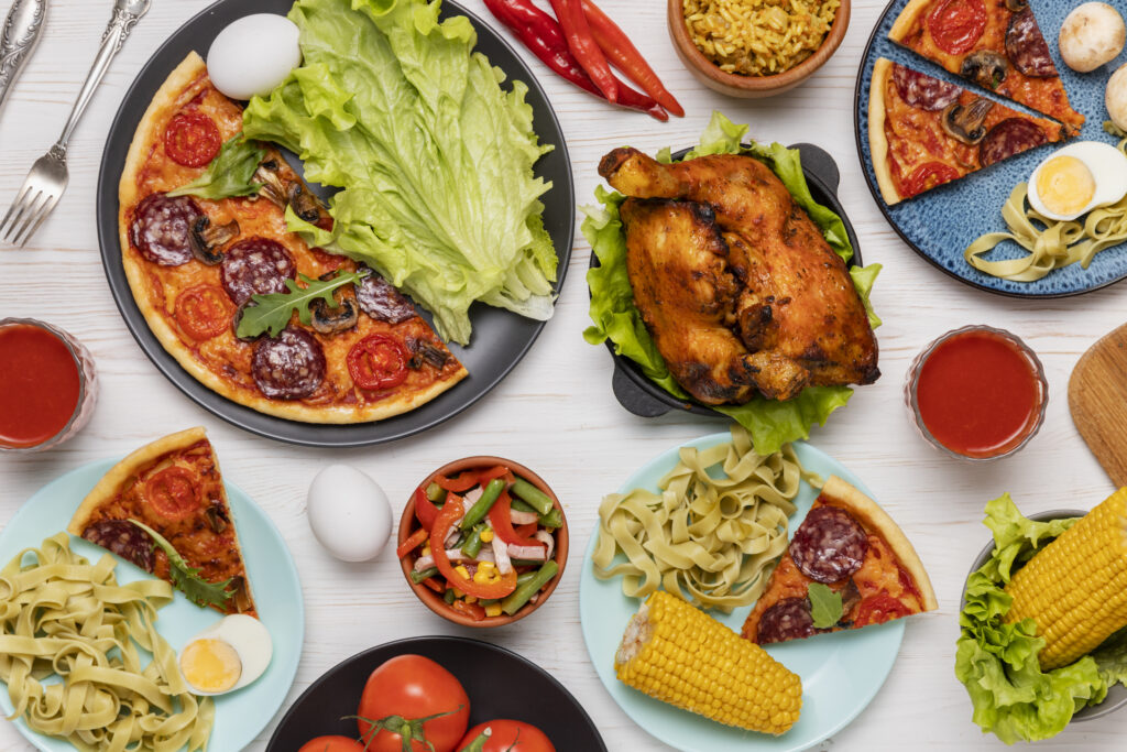 top-view-table-full-food